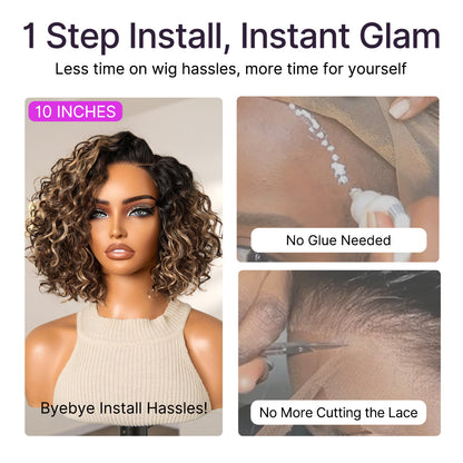 🔥Last Day: 79% OFF🔥Ready-to-Wear Glueless Curly Bob Wig