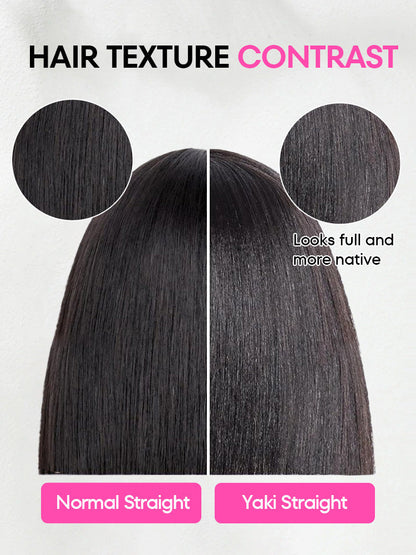 belvedon-Styled Butterfly Cut Layered Yaki Straight Glueless Install Half Wig With Draw-string Beginner Friendly
